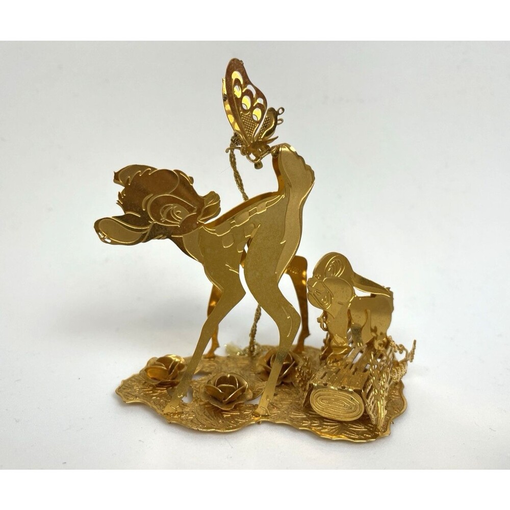 Danbury Mint Gold Christmas Disney Gold Plated Bambi Ornament 1997